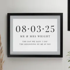 Personalised Special Date Poster Frame, Custom Wedding Date Print, Engraved Couple Keepsake thumbnail 1