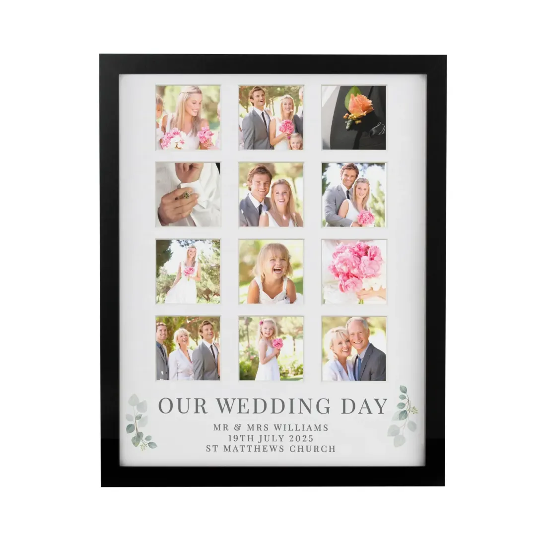 Personalised Wedding Multi Photo Frame, Custom Photo Upload Collage Gift, Engraved Date Keepsake — photo 4