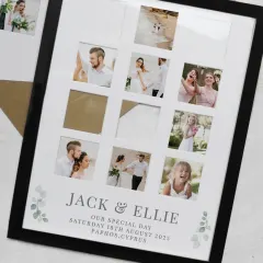 Personalised Wedding Multi Photo Frame, Custom Photo Upload Collage Gift, Engraved Date Keepsake thumbnail 5