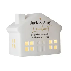 Personalised Black and Gold Ceramic LED House, Custom Light Up Home Ornament Gift thumbnail 5
