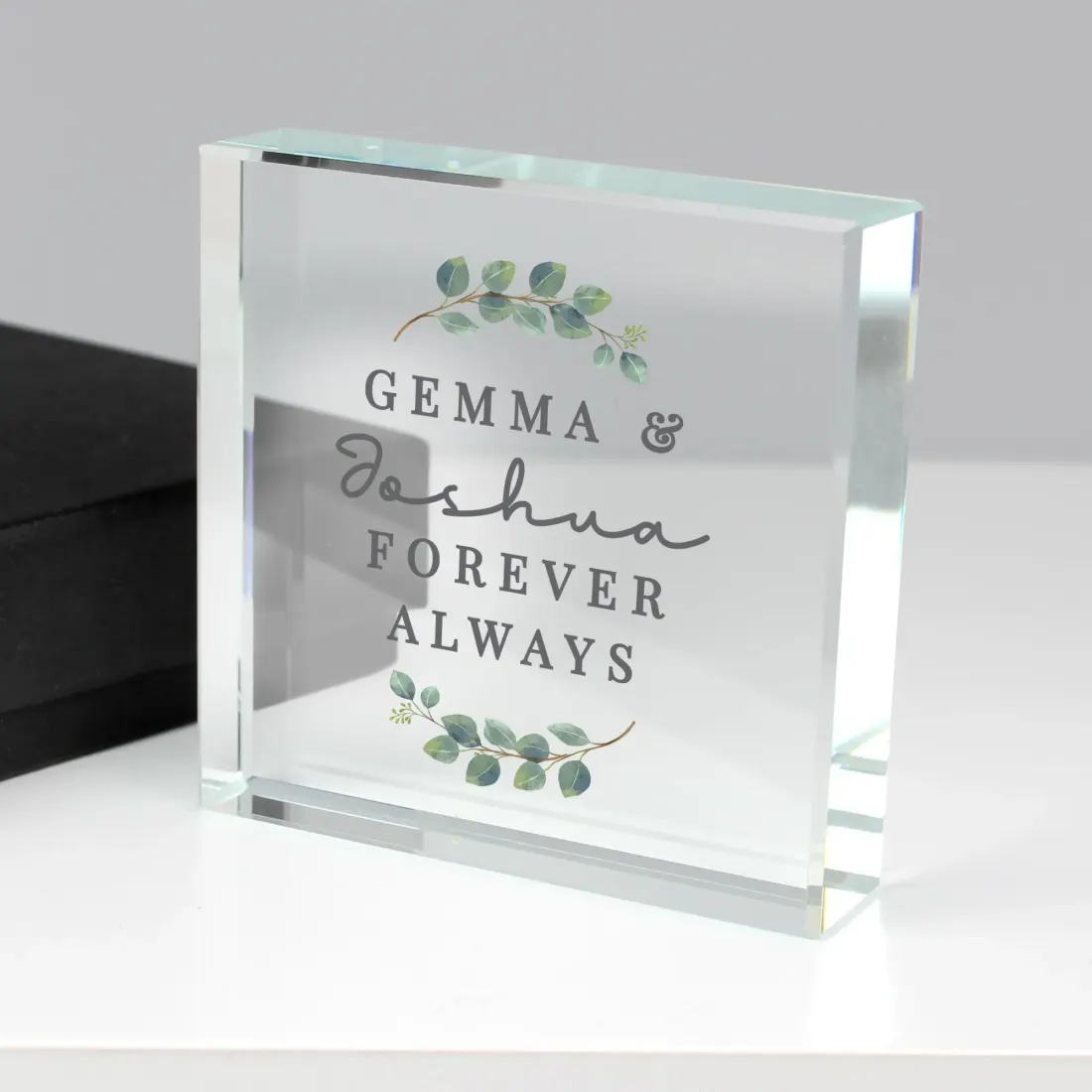 Personalised Free Text Botanical Crystal Token, Custom Engraved Glass Keepsake — photo 4
