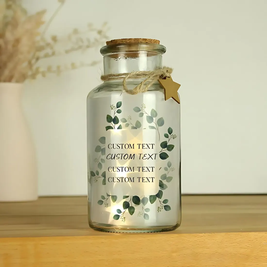 Personalised Botanical LED Glass Jar, Custom Engraved Light Up Bottle — photo 2