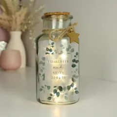 Personalised Botanical LED Glass Jar, Custom Engraved Light Up Bottle thumbnail 6