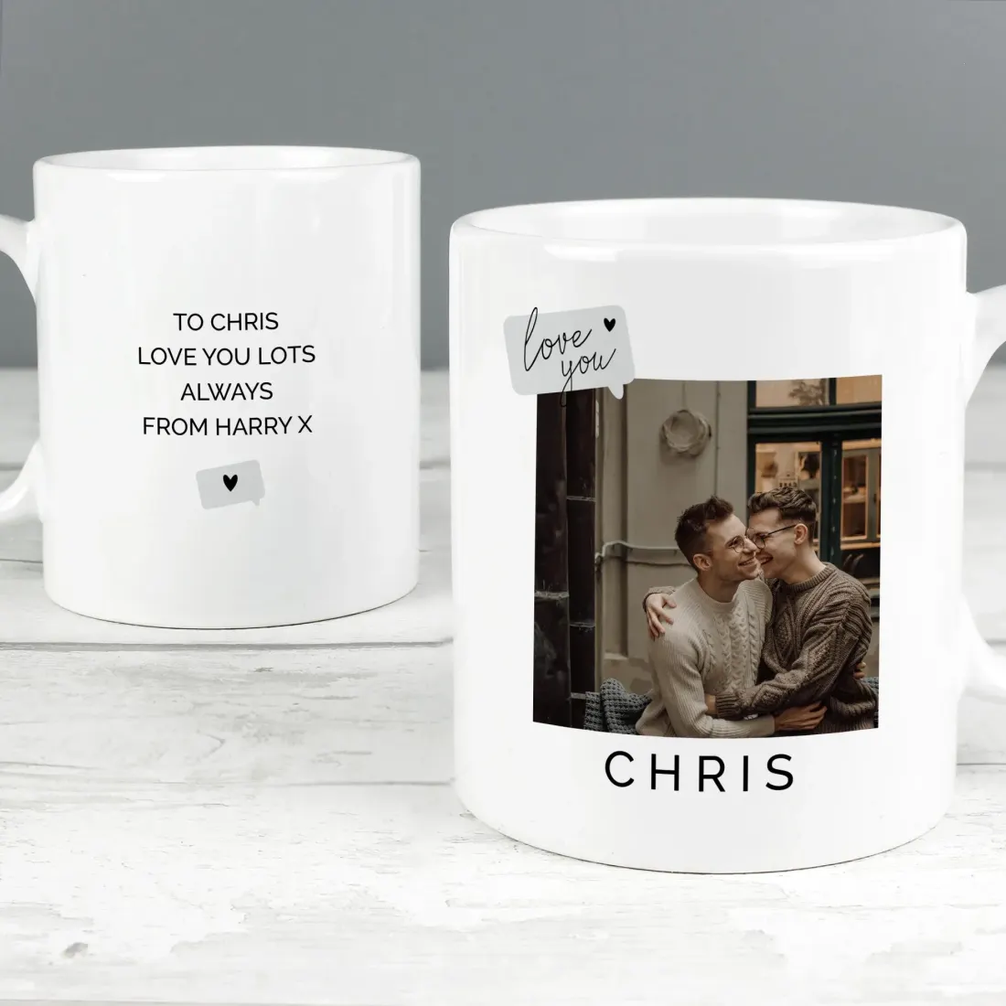 Personalised Photo Upload Ceramic Mug, Custom Text Love You Snapshot Coffee Cup — photo 3