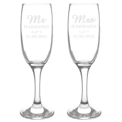 Personalised Mr and Mrs Champagne Flutes, Engraved Wedding Glasses Toast Set thumbnail 4
