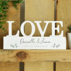 Personalised Botanical Wooden Love Ornament, Custom Names and Message Gifts thumbnail 4
