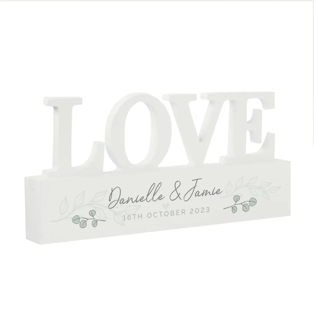 Personalised Botanical Wooden Love Ornament, Custom Names and Message Gifts — photo 5