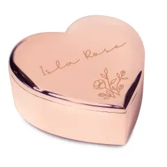 Floral Rose Gold Heart Trinket Box, Custom Engraved Jewellery Keepsake Gift for Her thumbnail 4