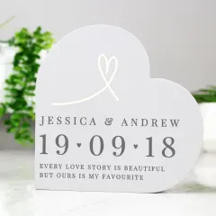 Personalised Freestanding Heart Ornament, Custom Engraved Text Keepsake thumbnail 1