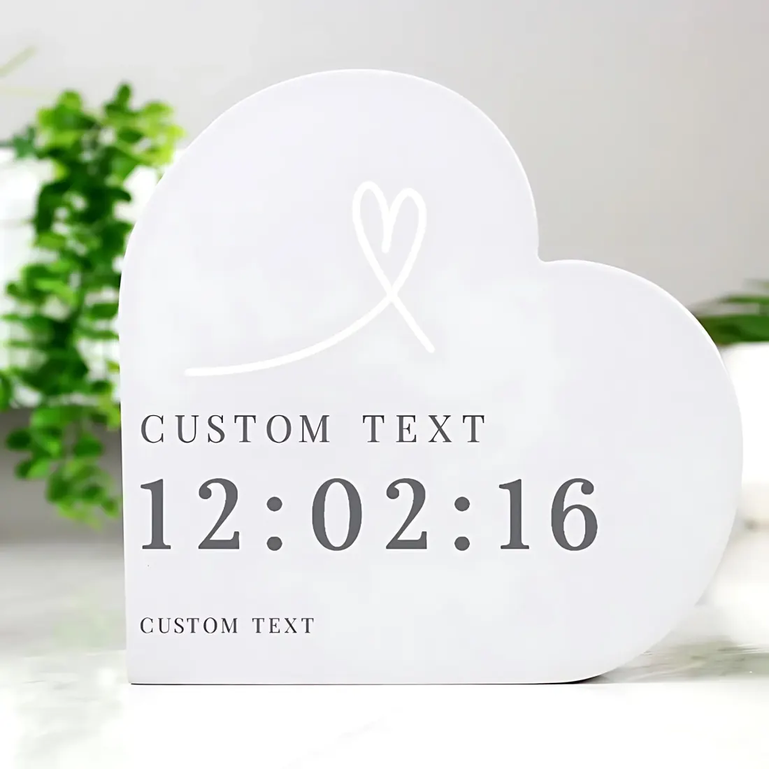Personalised Freestanding Heart Ornament, Custom Engraved Text Keepsake — photo 2