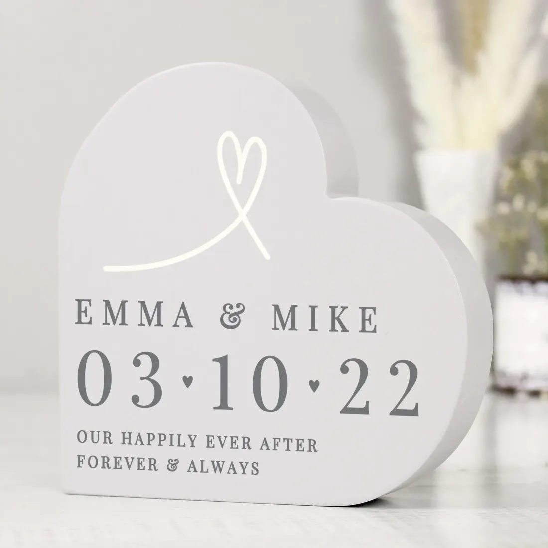 Personalised Freestanding Heart Ornament, Custom Engraved Text Keepsake — photo 4