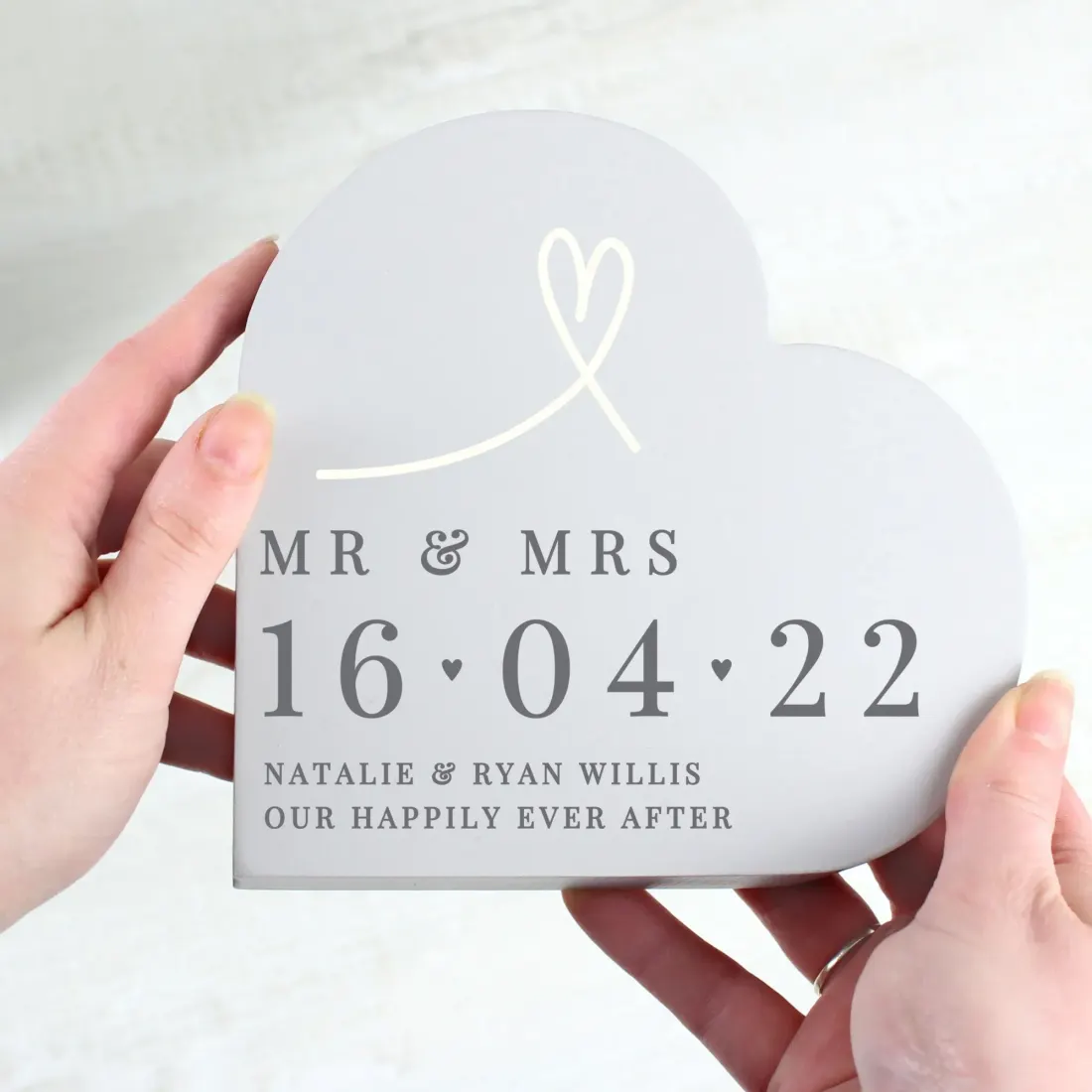 Personalised Freestanding Heart Ornament, Custom Engraved Text Keepsake — photo 5
