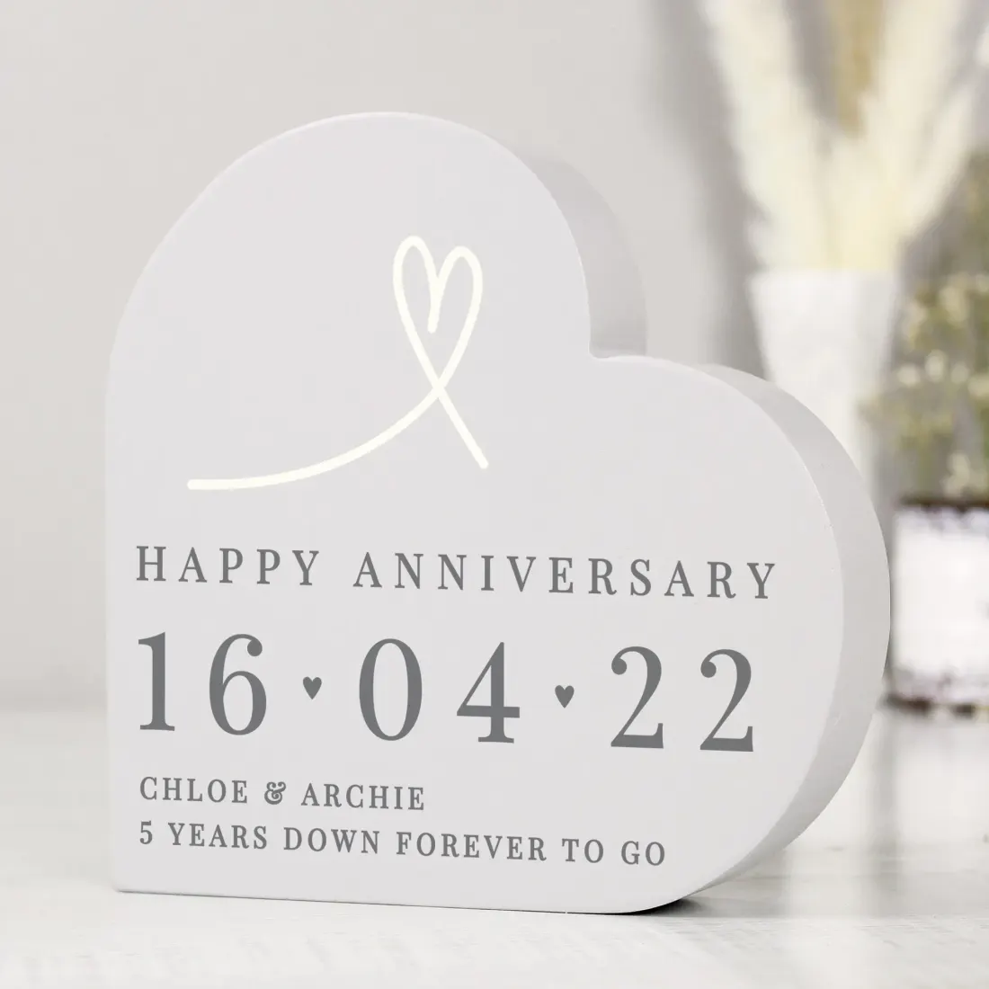 Personalised Freestanding Heart Ornament, Custom Engraved Text Keepsake — photo 6