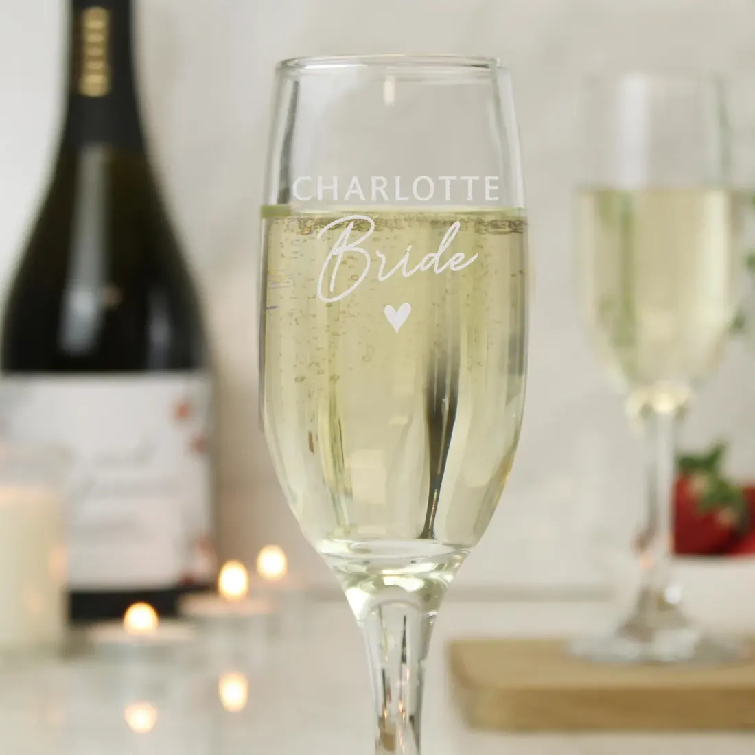 Personalised Bride Champagne Flute, Engraved Wedding Glass, Bridal Shower Keepsake, Wedding Toast Accessory