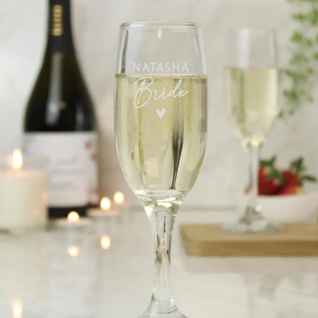 Personalised Bride Champagne Flute, Engraved Wedding Glass, Bridal Shower Keepsake, Wedding Toast Accessory — photo 3