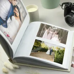 Personalised Photo Upload Square Album, Custom Wedding Memory Book Engraved Text Gift thumbnail 1