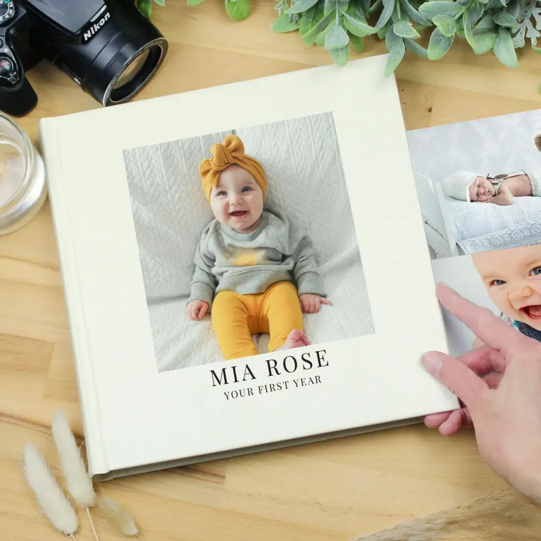 Personalised Photo Upload Square Album, Custom Wedding Memory Book Engraved Text Gift — photo 3
