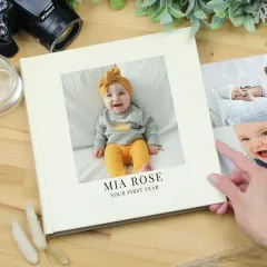 Personalised Photo Upload Square Album, Custom Wedding Memory Book Engraved Text Gift thumbnail 3