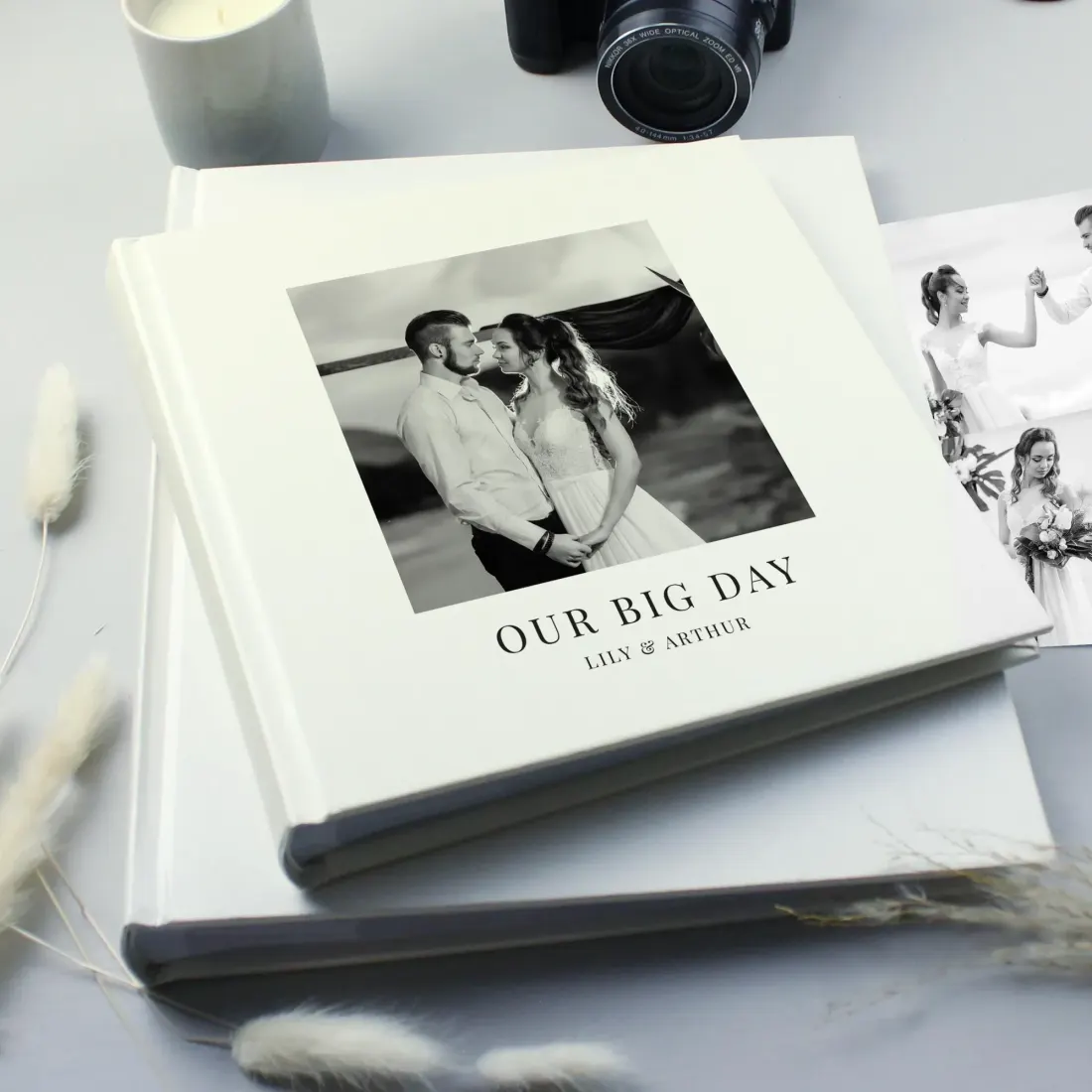 Personalised Photo Upload Square Album, Custom Wedding Memory Book Engraved Text Gift — photo 4