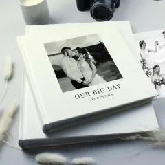 Personalised Photo Upload Square Album, Custom Wedding Memory Book Engraved Text Gift thumbnail 4