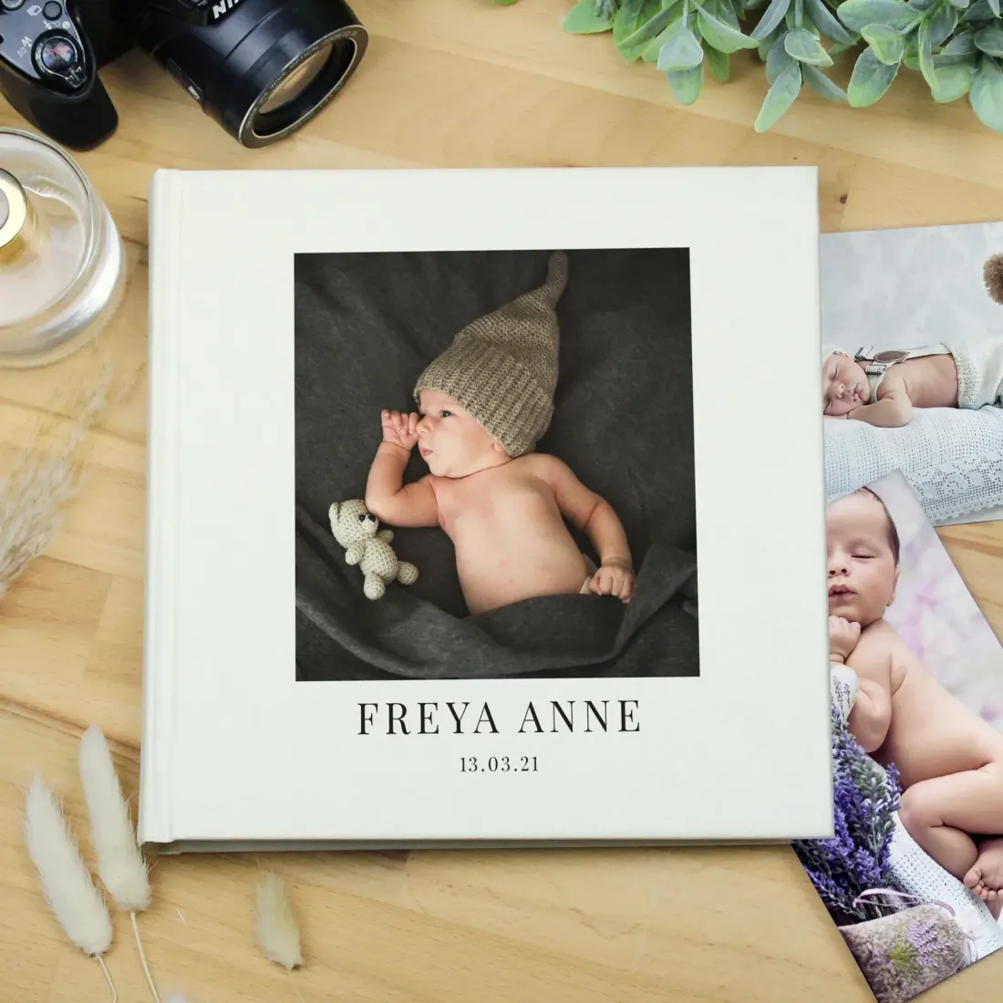 Personalised Photo Upload Square Album, Custom Wedding Memory Book Engraved Text Gift — photo 5