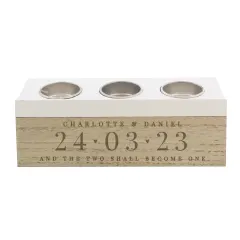 Personalised Wooden Triple Tealight Holder, Custom Names and Special Date thumbnail 6