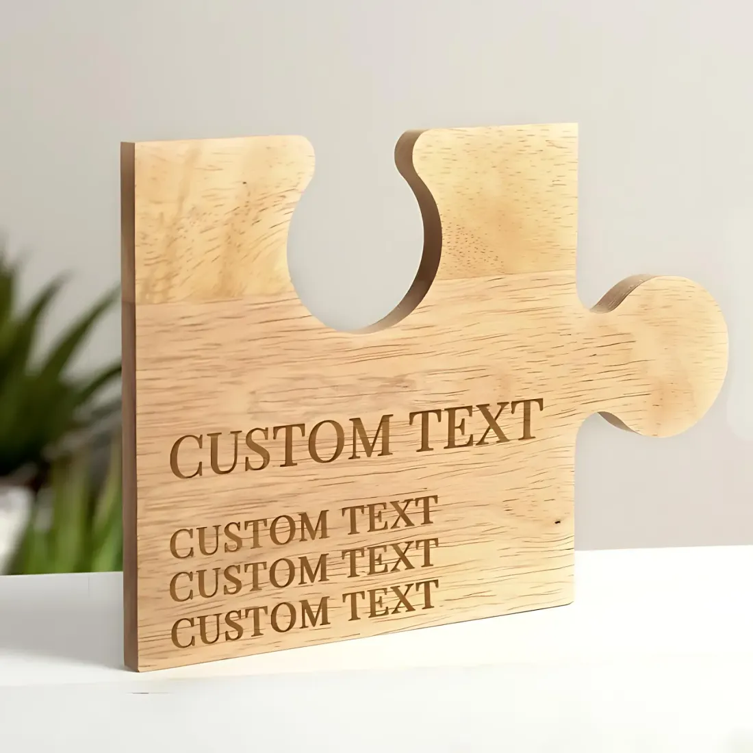 Personalised Wooden Jigsaw Piece, Custom Engraved Name Keepsake, Anniversary Love Plaque — photo 2