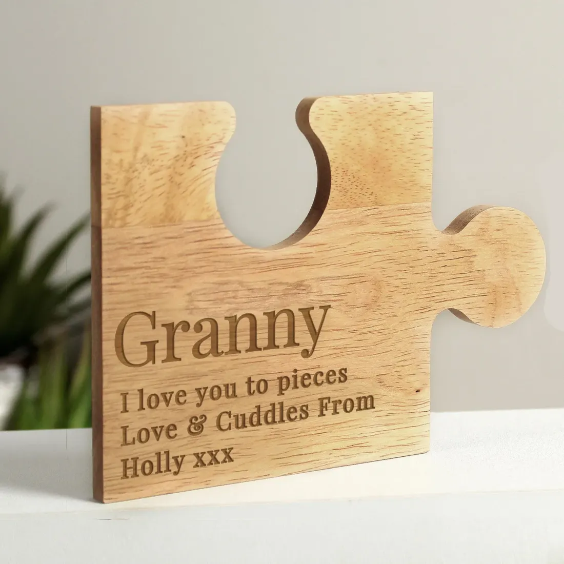 Personalised Wooden Jigsaw Piece, Custom Engraved Name Keepsake, Anniversary Love Plaque — photo 3