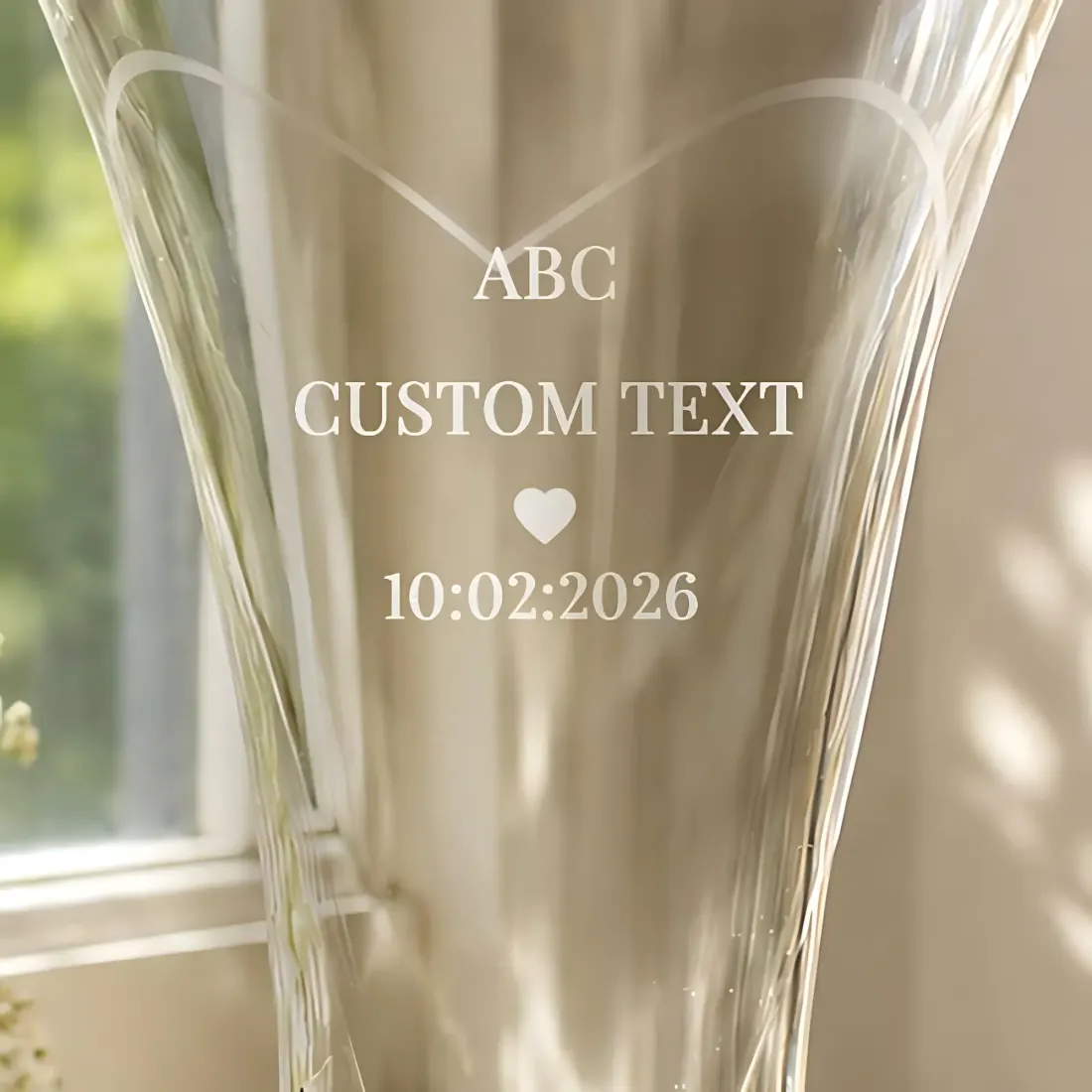 Personalised Mr and Mrs Large Hand Cut Diamond Effect Heart Vase, Engraved Crystal Wedding Anniversary Gift — photo 2