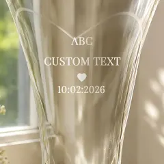 Personalised Mr and Mrs Large Hand Cut Diamond Effect Heart Vase, Engraved Crystal Wedding Anniversary Gift thumbnail 2