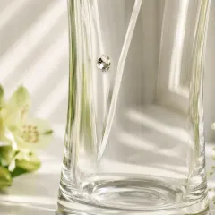 Personalised Mr and Mrs Large Hand Cut Diamond Effect Heart Vase, Engraved Crystal Wedding Anniversary Gift thumbnail 5