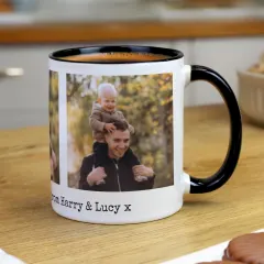 Personalised Multi Photo Upload Mug, Custom Text Engraved Black Handle Gift thumbnail 3