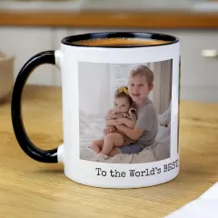 Personalised Multi Photo Upload Mug, Custom Text Engraved Black Handle Gift thumbnail 4