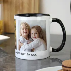 Personalised Multi Photo Upload Mug, Custom Text Engraved Black Handle Gift thumbnail 5