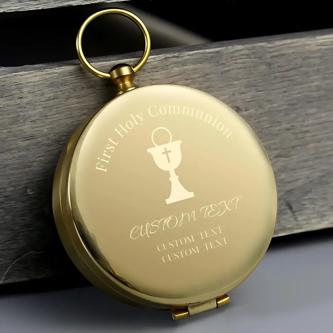 Personalized Brass Pocket Compass, Custom Engraved First Holy Communion Keepsake Gift — photo 3