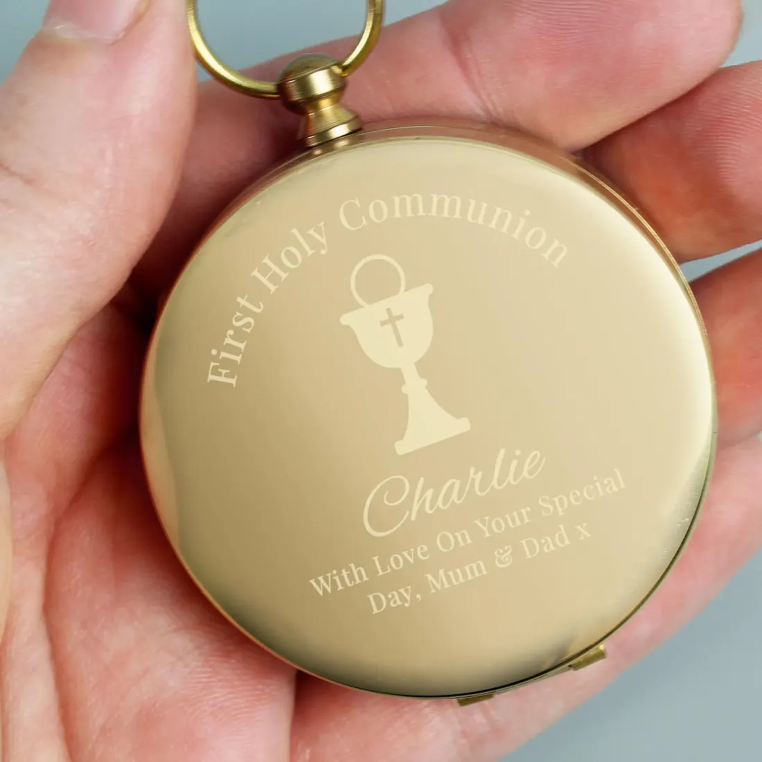 Personalized Brass Pocket Compass, Custom Engraved First Holy Communion Keepsake Gift — photo 4