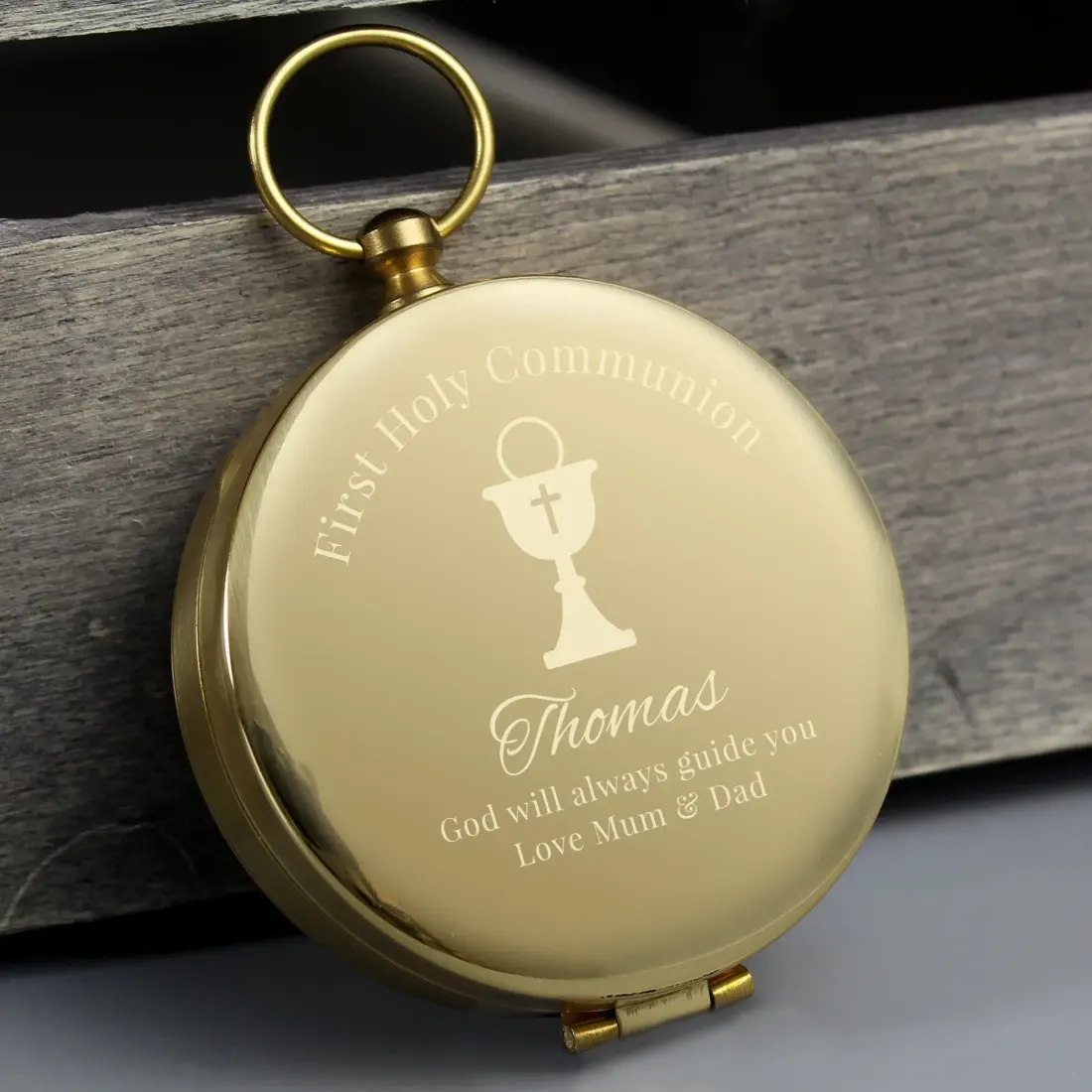 Personalized Brass Pocket Compass, Custom Engraved First Holy Communion Keepsake Gift — photo 5