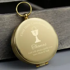 Personalized Brass Pocket Compass, Custom Engraved First Holy Communion Keepsake Gift thumbnail 5