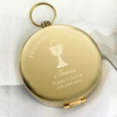 Personalized Brass Pocket Compass, Custom Engraved First Holy Communion Keepsake Gift thumbnail 6