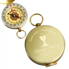 Personalized Brass Pocket Compass, Custom Engraved First Holy Communion Keepsake Gift thumbnail 7
