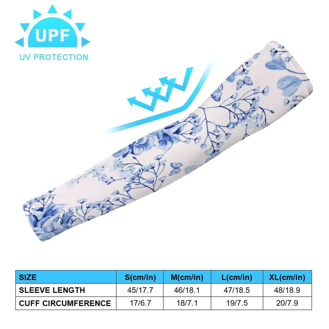 All Over Print Arm Sleeves size chart