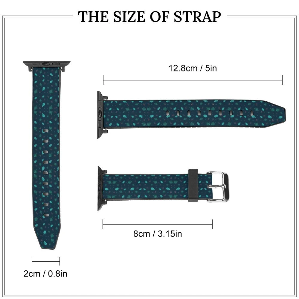 Custom Apple Watch Band, Personalized PU Leather Photo Strap, 42mm and 44mm size chart