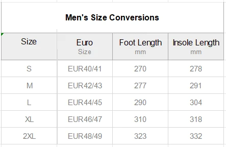 Men's Faux Fur Trim Indoor Slippers size chart