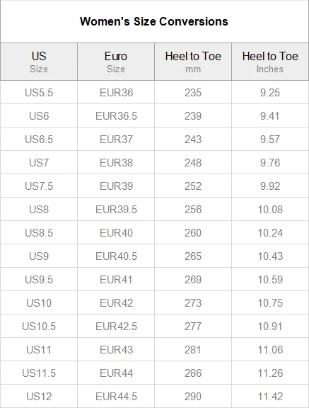 Custom Women's Low Top Shoes(Model 1013-6) size chart