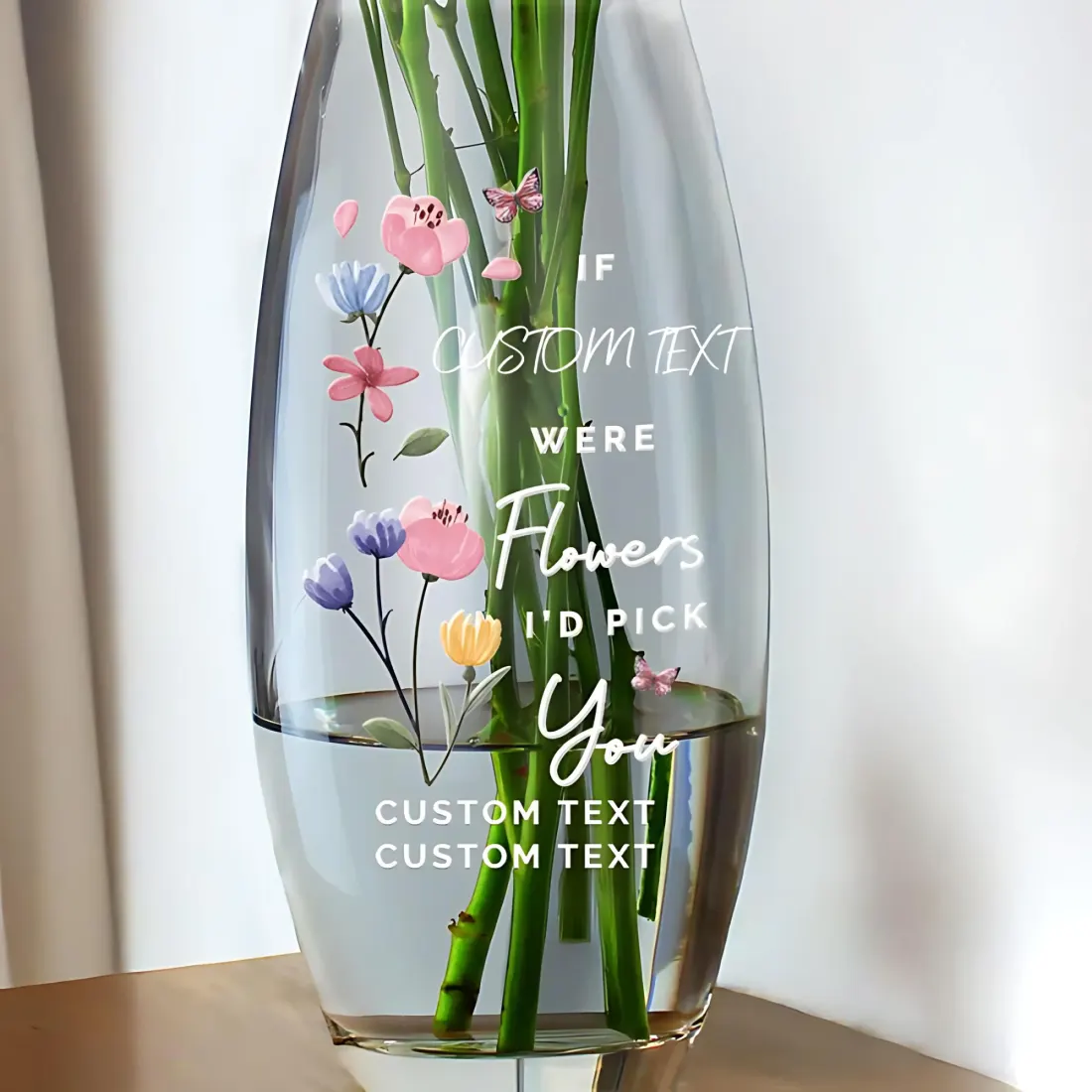 Custom I’d Pick You Bullet Vase, Personalised Floral Glass Vase Gift for Grandma or Mom — photo 2