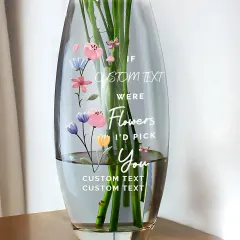 Custom I’d Pick You Bullet Vase, Personalised Floral Glass Vase Gift for Grandma or Mom thumbnail 2