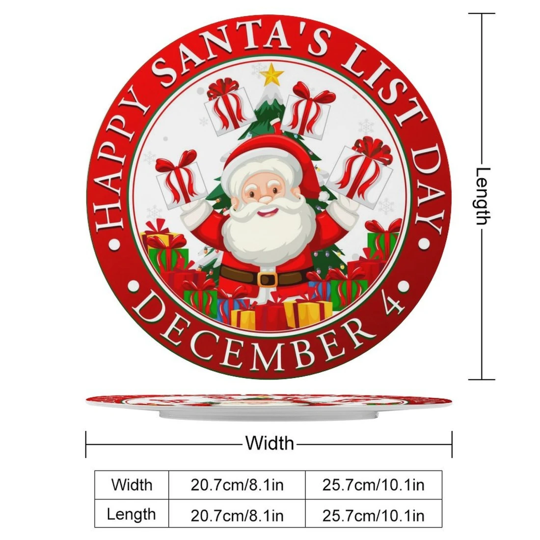 Round Art Decorative Plate With Stand size chart