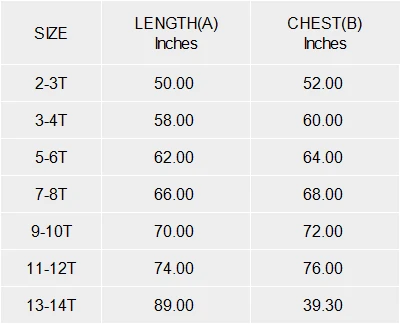 Children's Sleeveless Romper Dress with Pockets size chart
