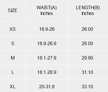 Kids' Yoga Pants size chart