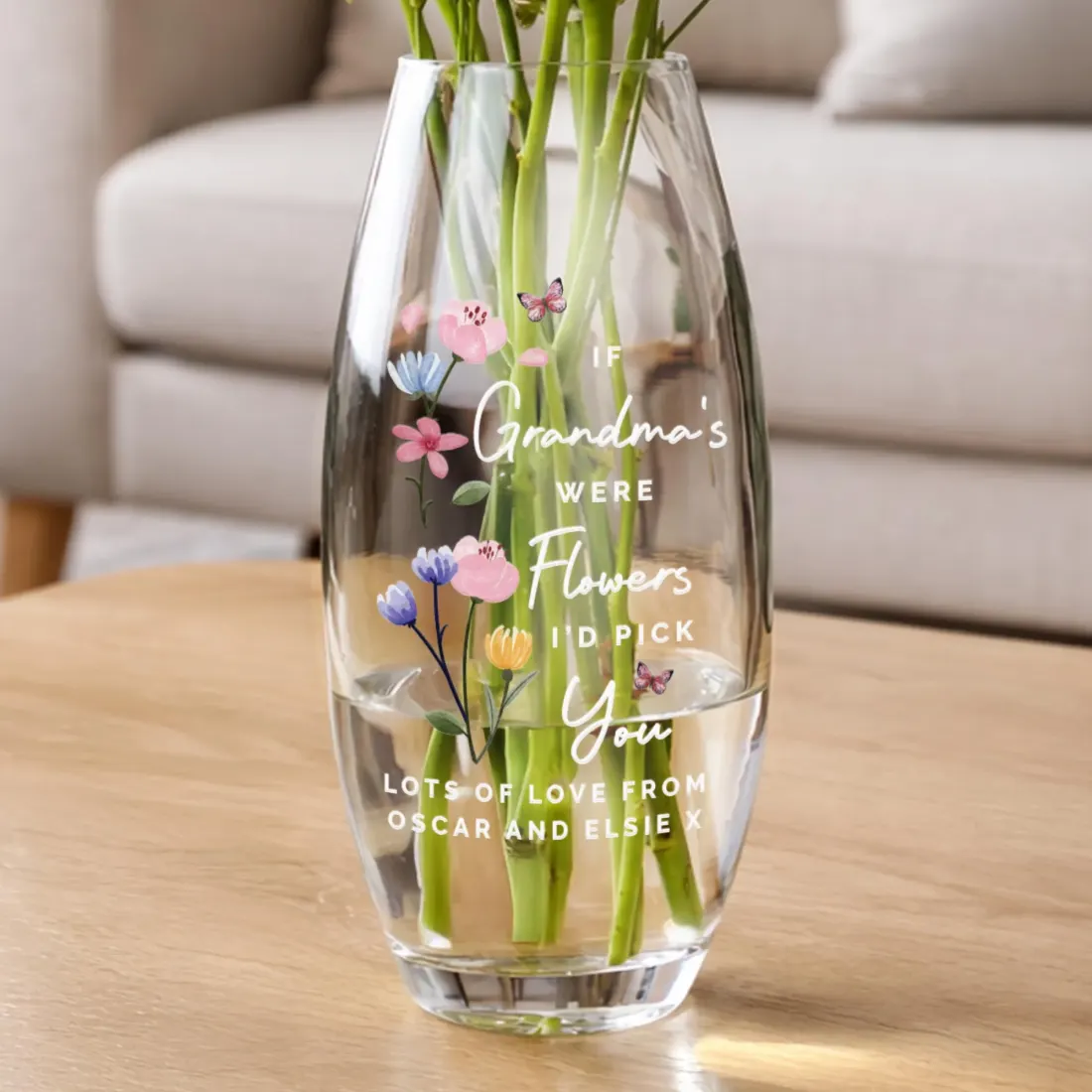 Custom I’d Pick You Bullet Vase, Personalised Floral Glass Vase Gift for Grandma or Mom — photo 4